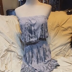 Alternative Strapless Tie-Dye Tube Dress in Light Lavender and Charcoal